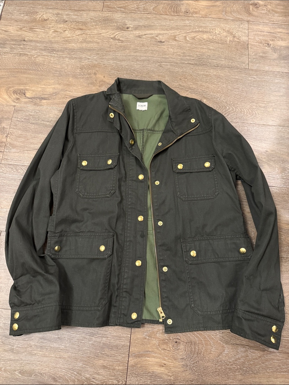 J. Crew Women’s Olive Green Field Jacket with Brass Buttons
